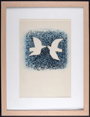 Lithograph Braque - Couple d'oiseaux, 1963 - Framed
