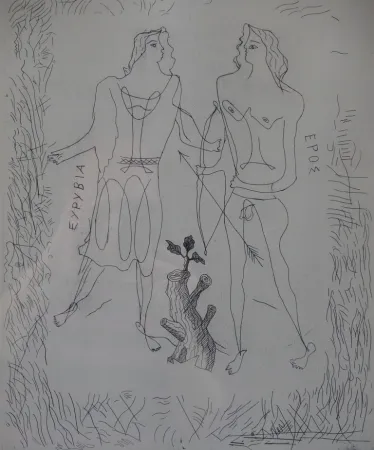 Engraving Braque - Eurybia et Eros