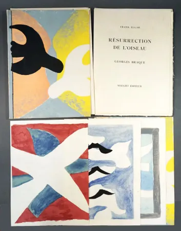Illustrated Book Braque - F. Elgar. RÉSURRECTION DE L'OISEAU. 4 lithographies en couleurs de Braque avec suite sur Japon Nacré (1958)