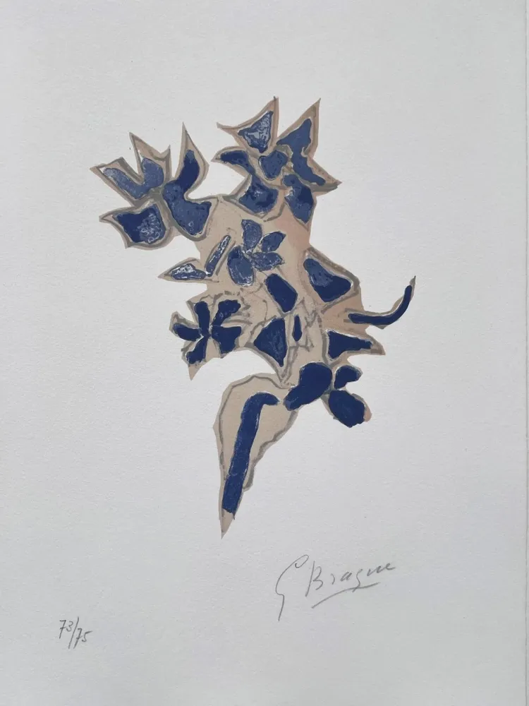 Lithograph Braque - Giroflée bleue 