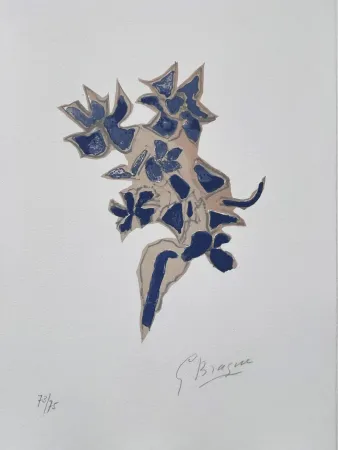 Lithograph Braque - Giroflée bleue 