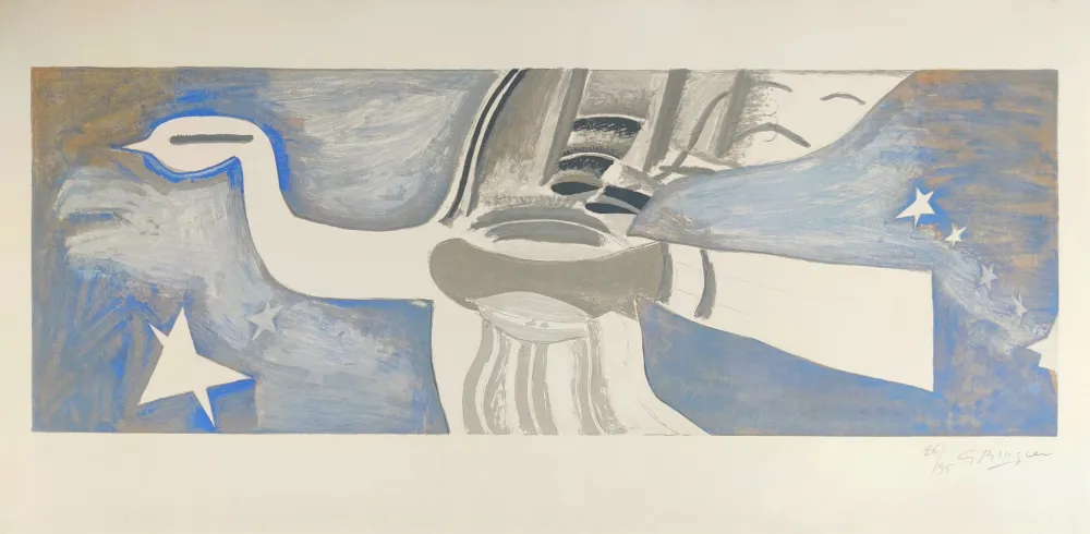 Lithograph Braque - Grand oiseau bleu 