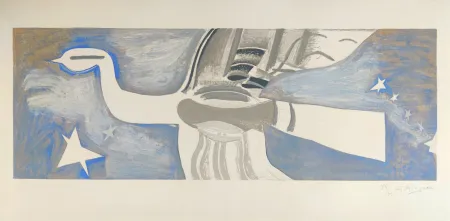 Lithograph Braque - Grand oiseau bleu 