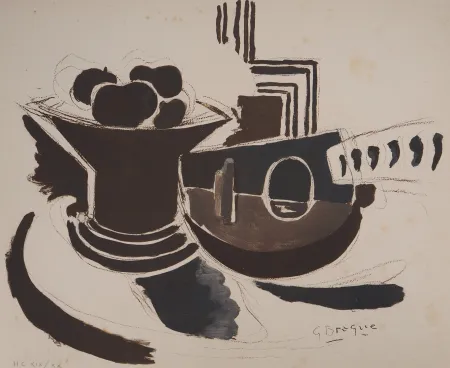 Lithograph Braque - La mandoline