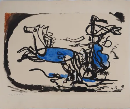 Lithograph Braque - Le Char grec