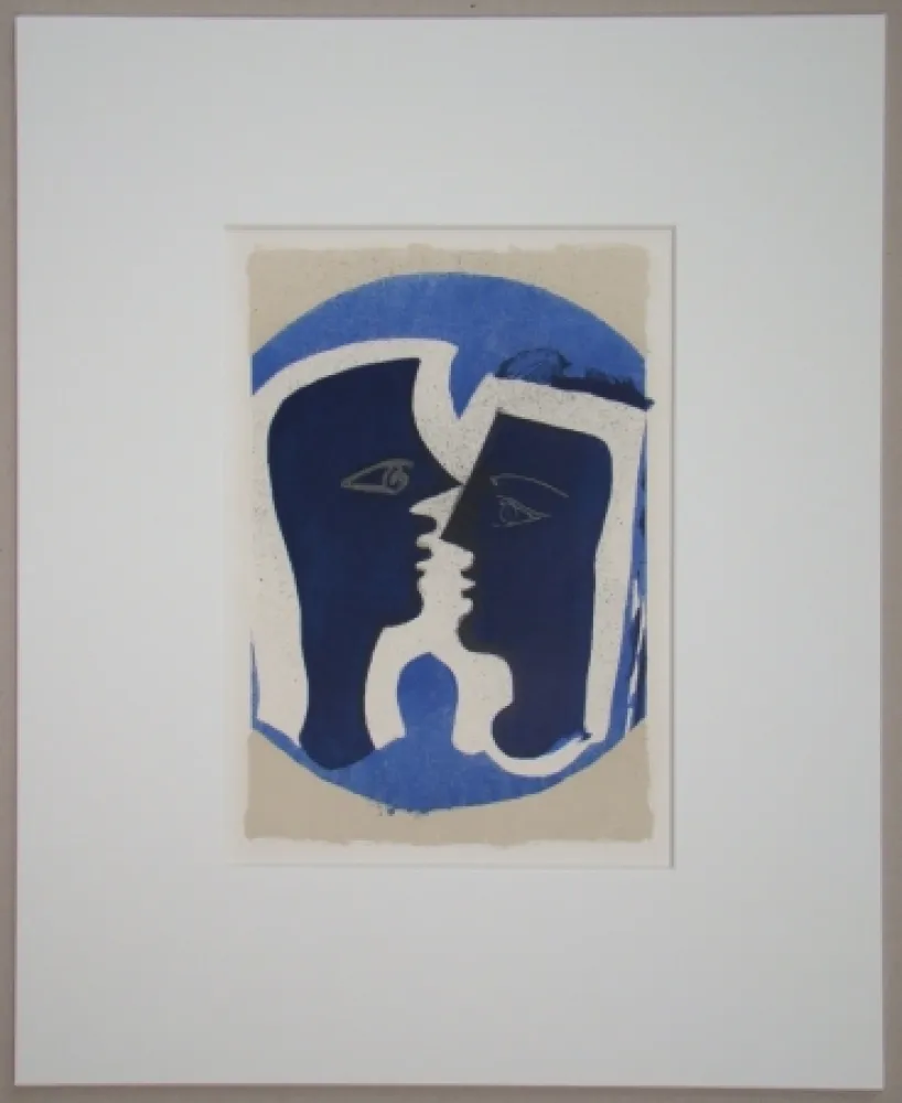 Lithograph Braque - Le Couple - Lettera Amorosa