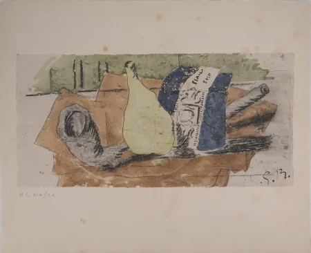 Lithograph Braque - Le paquet de bleu