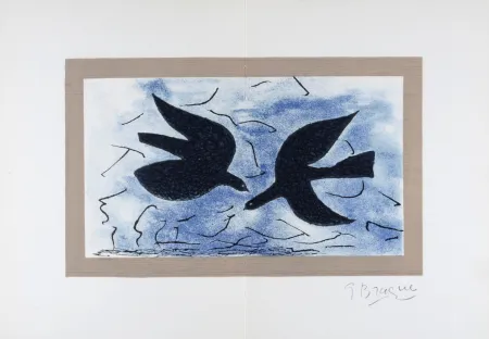 Lithograph Braque - Les deux Oiseaux, 1966