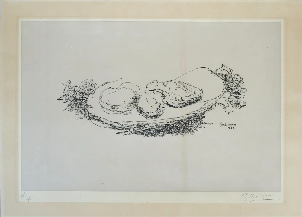 Lithograph Braque - Les Huitres
