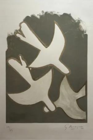Lithograph Braque - Les Oiseaux Blancs