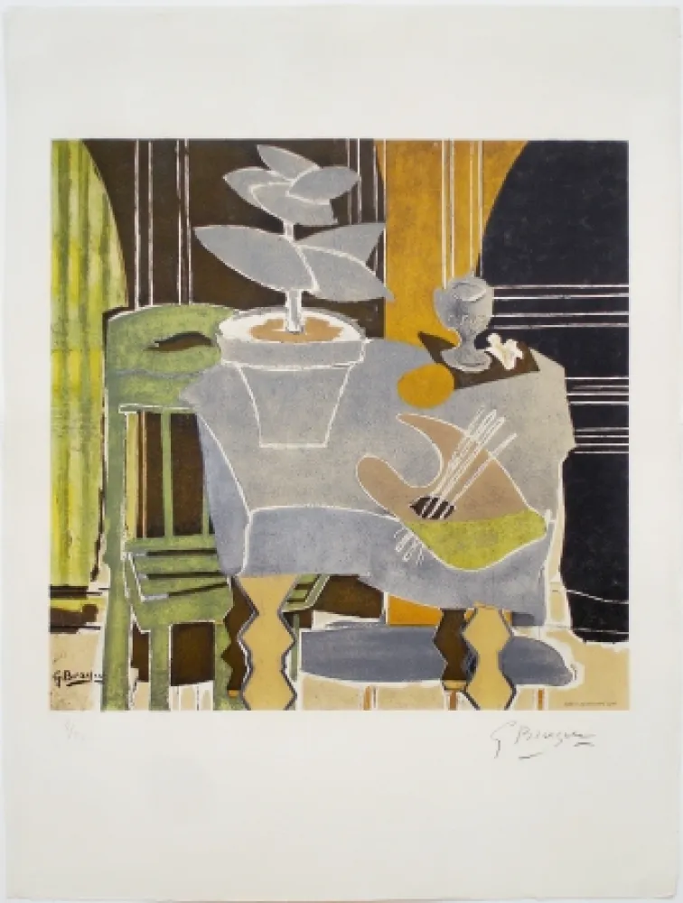 Lithograph Braque - Nature morte à la palette