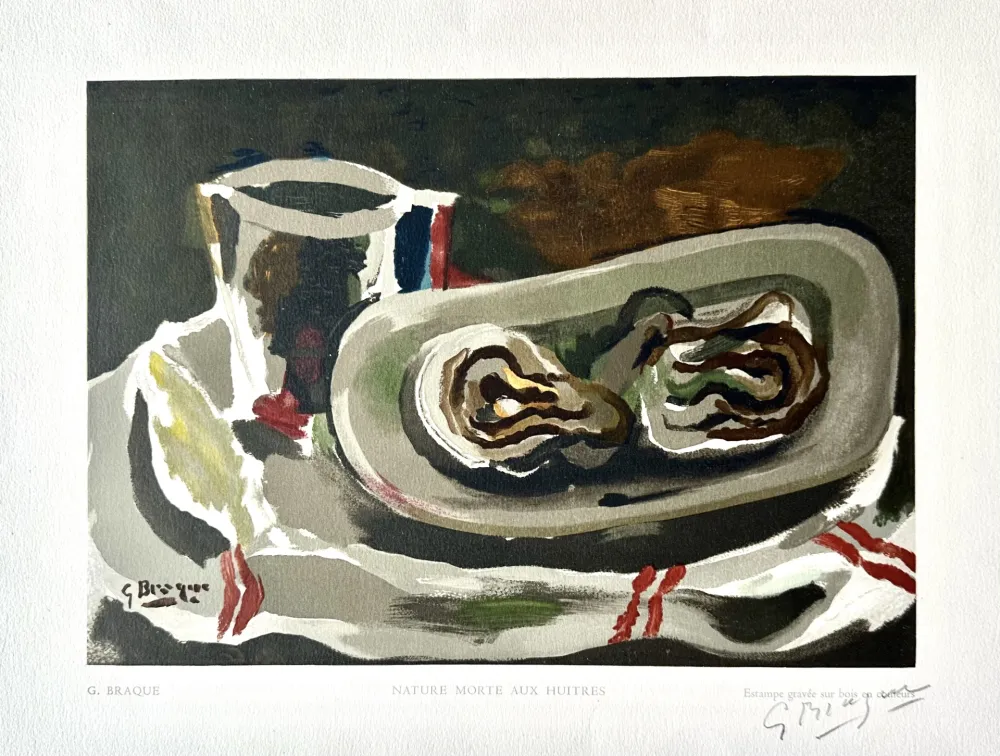 Woodcut Braque - Nature Morte aux Huitres 