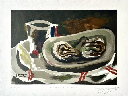 Woodcut Braque - Nature Morte aux Huitres 