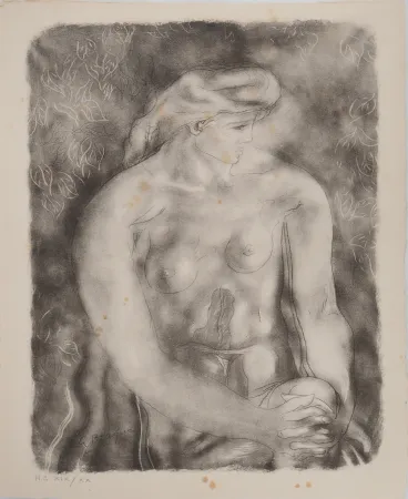 Lithograph Braque - Nu aux feuilles