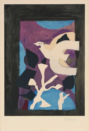 Lithograph Braque - Oiseau et Lotus