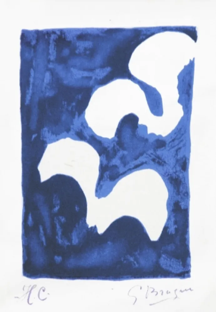 Lithograph Braque - Oiseaux, dans la nuit from Le tir à l'arc