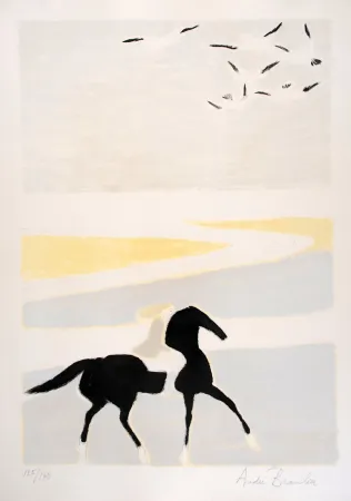 Lithograph Brasilier - Cavalière sur la Plage - Rider on the Beach