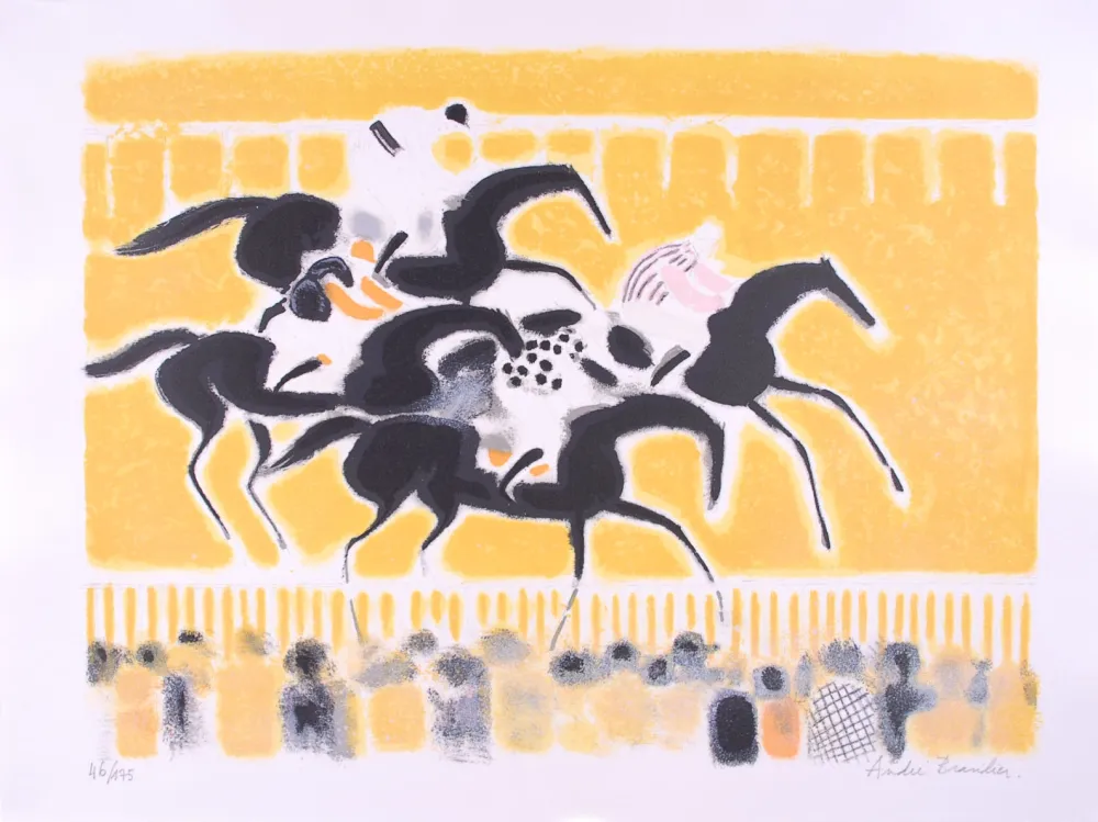 Lithograph Brasilier - Courses à Auteuil - Racing at Auteuil