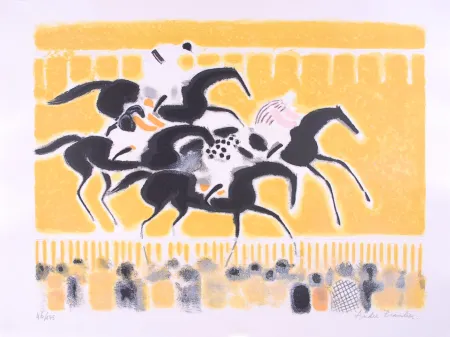 Lithograph Brasilier - Courses à Auteuil - Racing at Auteuil