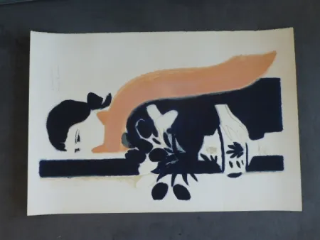 Lithograph Brasilier - Femme au châle 