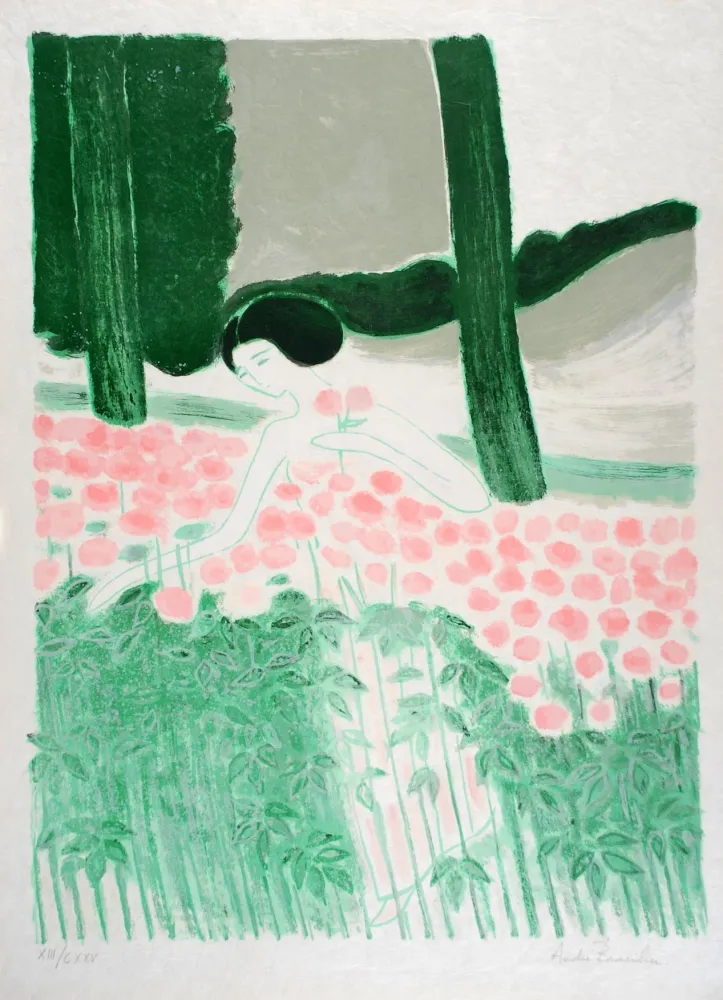 Lithograph Brasilier - La Roseraie - The Rose Garden