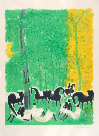 Lithograph Brasilier - Le Repos des Cavaliers - The Horsemen's Rest