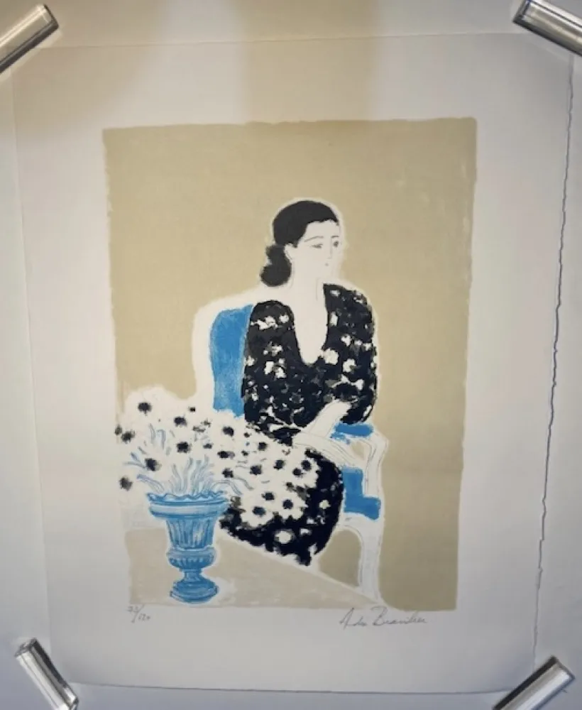 Lithograph Brasilier - Le vase turquoise