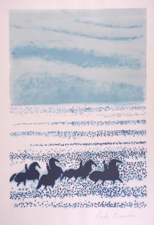 Lithograph Brasilier - Les chevaux de Neptune - Neptune's Horses