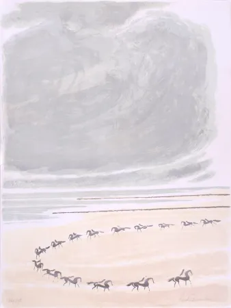 Lithograph Brasilier - Plage des Flandres - Flanders Beach