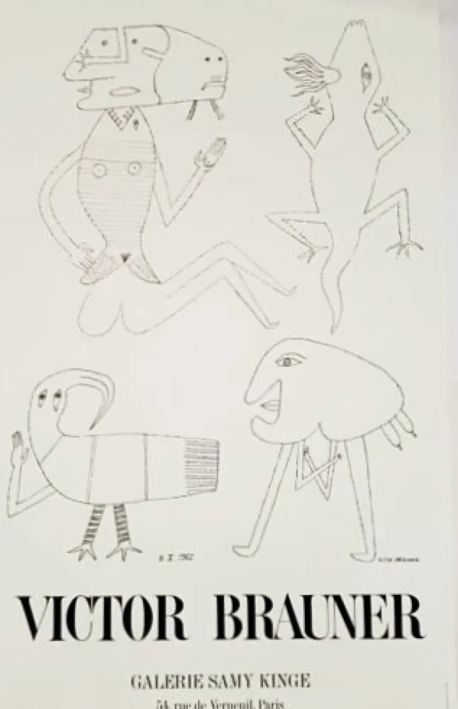 Lithograph Brauner - Grande Affiche Galerie Samy Kinge - Lithographie 
