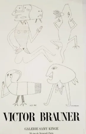 Lithograph Brauner - Grande Affiche Galerie Samy Kinge - Lithographie 