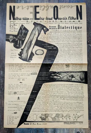 Lithograph Brauner - NEON. N'être rien - Etre tout - Ouvrir l'être .Numero 2, Paris Fevrier 1948. Brauner, Hérold, Toyen, Mabille, Jouffroy, Demarne, Baskine, Matta, Randolph, Duits, Tarnaud and Heisler
