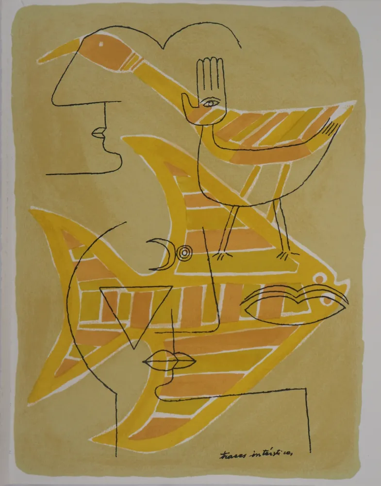 Lithograph Brauner - Portrait surréaliste (Traces interstices)