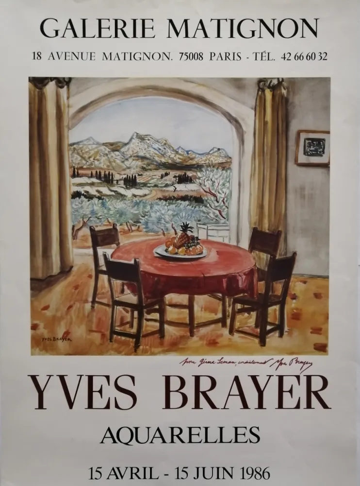 Poster Brayer - Galerie Matignon - 1986 - Aquarelles