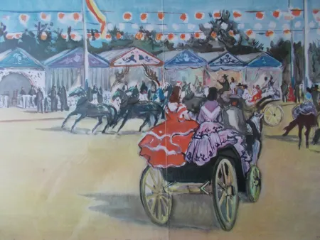 Lithograph Brayer - La Féria de Séville