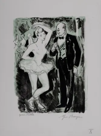 Lithograph Brayer - L'abonné dans les coulisses #X, 1949 - Hand-signed