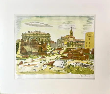 Lithograph Brayer - Le Forum de Rome