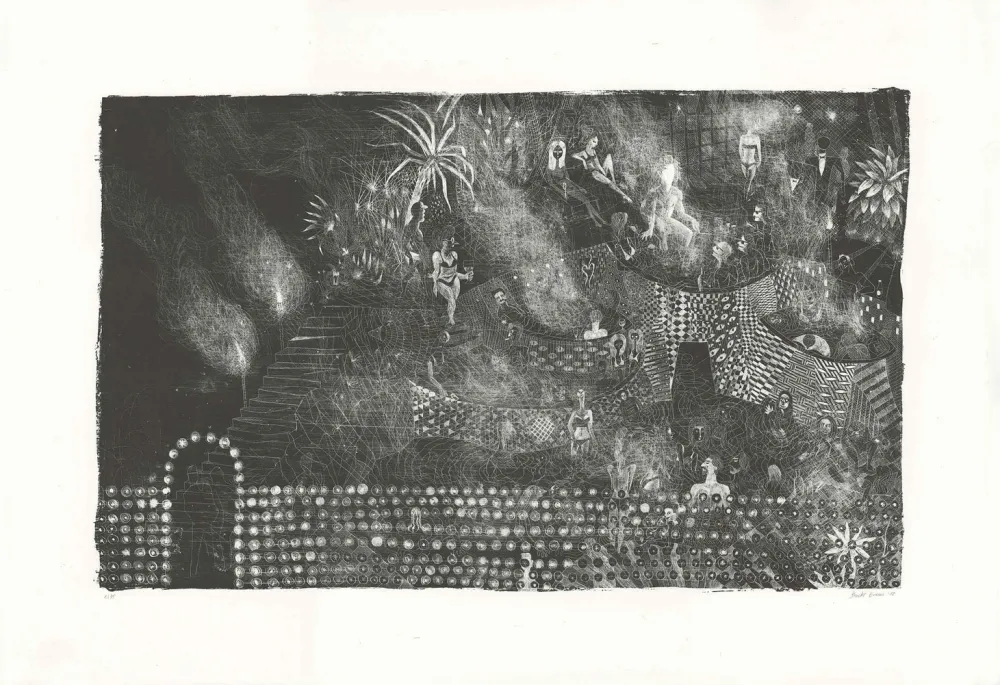 Lithograph Brecht Evens - Piscine des Rigoles