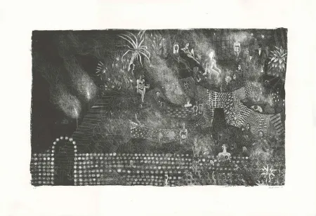 Lithograph Brecht Evens - Piscine des Rigoles