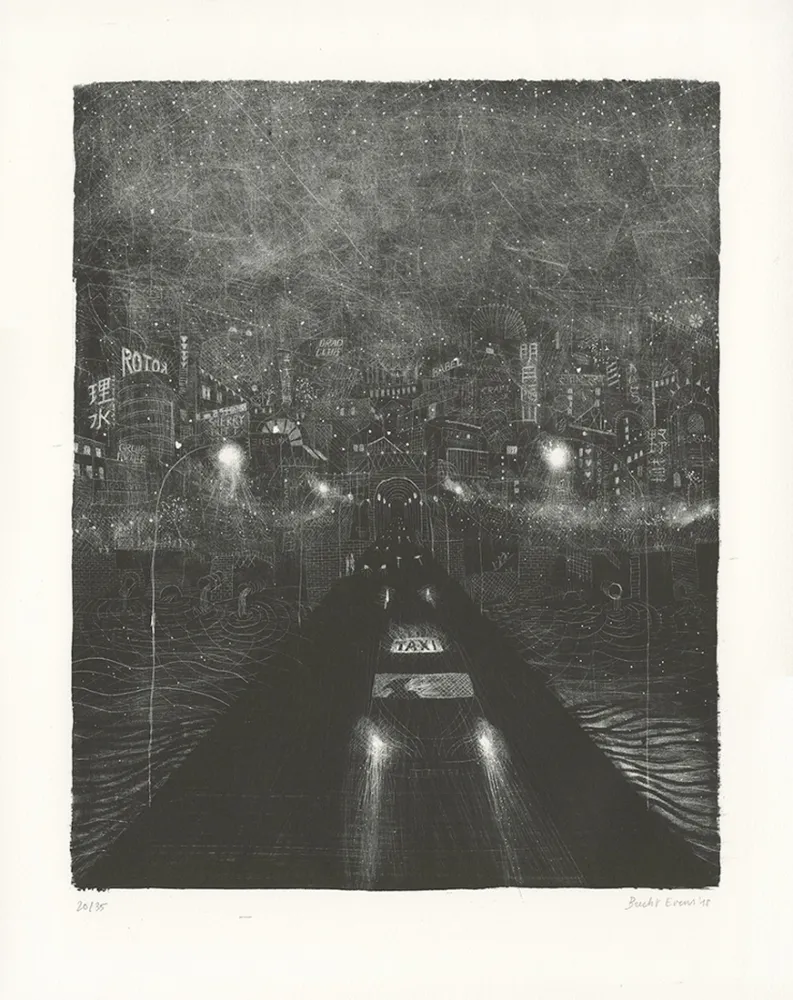 Lithograph Brecht Evens - Pont des Rigoles