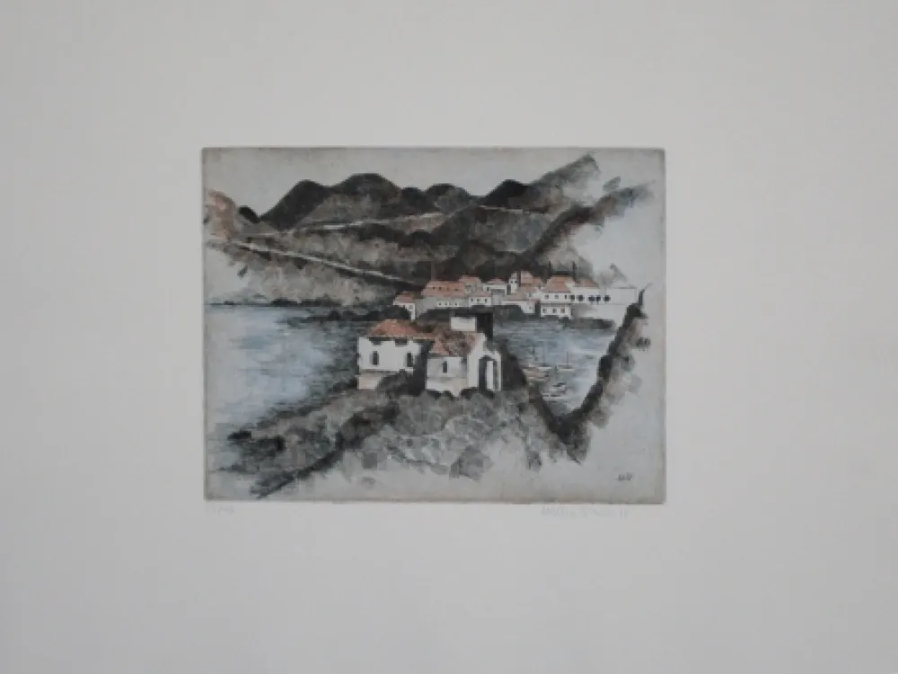 Etching And Aquatint Breiter - Häuser am Hafen / Houses in the Harbor