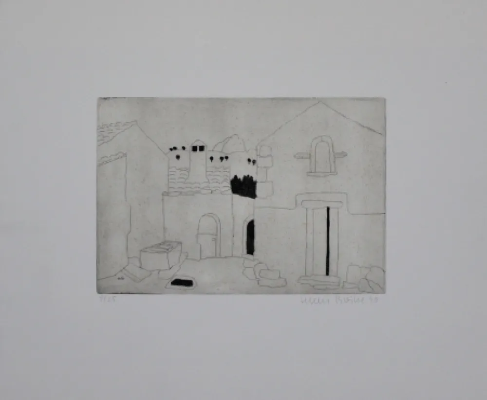 Etching Breiter - Hausfassade