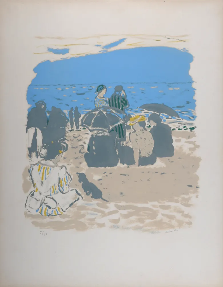 Lithograph Brianchon - Am Strand, c. 1955 -  Hand-signed!