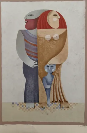 Lithograph Briss - La Famille