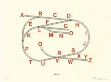 Lithograph Brossa - Rails