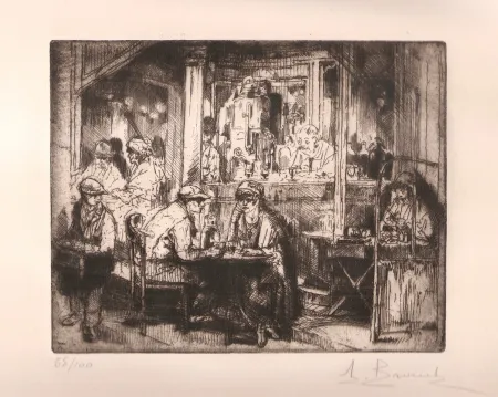 Etching Brouet - Le café