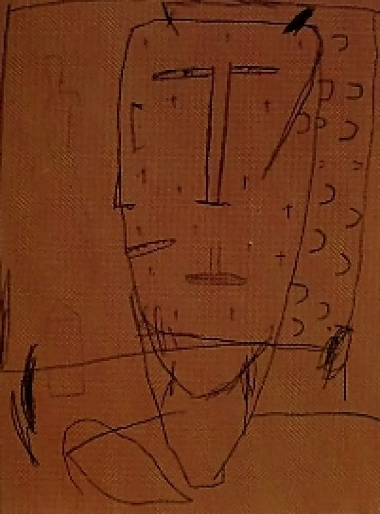 Lithograph Brown - Self portrait 4