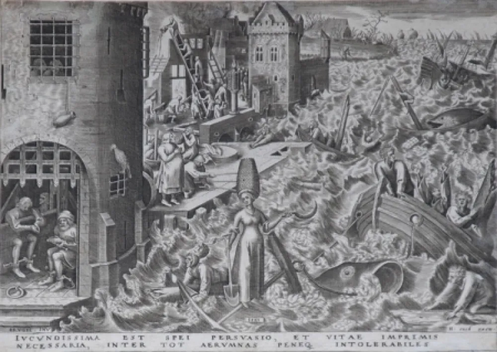 Engraving Brueghel - Hope from The World of Seven Virtues