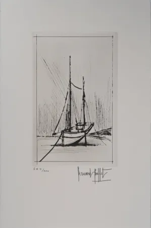Etching Buffet - Bateau à marée basse