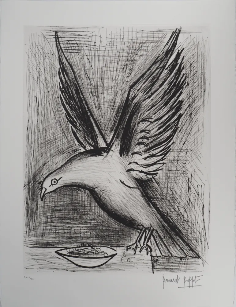 Etching Buffet - Bretagne, la Mouette,